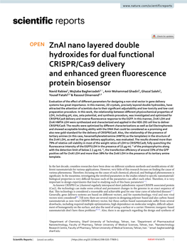 Znal Nano Layered Double Hydroxides for Dual Functional CRISPR/Cas9