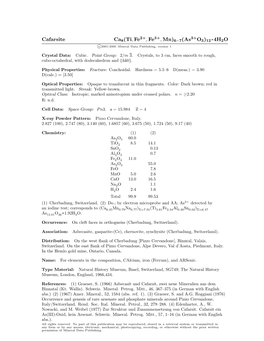 Cafarsite Ca8(Ti, Fe , Fe , Mn)6−7(As O3)12 • 4H2O C 2001-2005 Mineral Data Publishing, Version 1