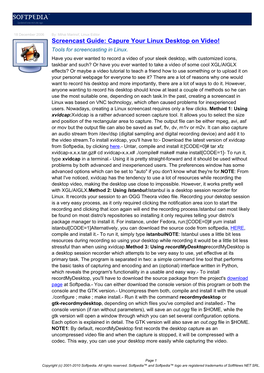 Screencast Guide: Capure Your Linux Desktop on Video! Tools for Screencasting in Linux