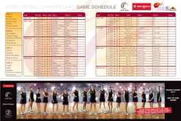 World Netball Championships Game Schedule