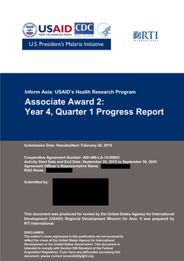 Associate Award 2: Year 4, Quarter 1 Progress Report