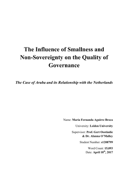 The Influence of Smallness and Non-Sovereignty on the Quality of Governance