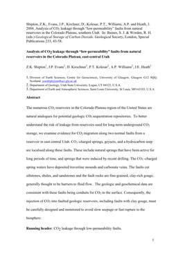 Analysis of CO2 Leakage Along “Low-Permeability” Faults From