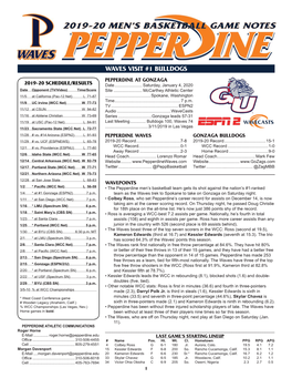 2019-20 Men's Basketball Game Notes