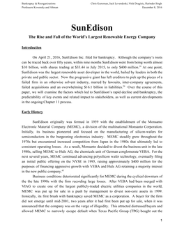 Sunedison the Rise and Fall of the World’S Largest Renewable Energy Company