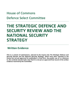 The Strategic Defence and Security Review and the National Security Strategy