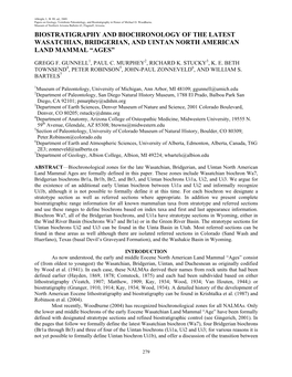 Biostratigraphy and Biochronology of the Latest Wasatchian, Bridgerian, and Uintan North American Land Mammal “Ages”