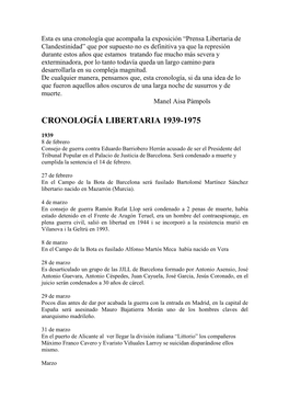 Cronología Libertaria 1939-1975