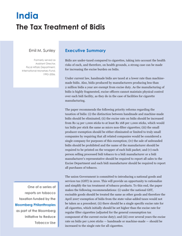 India the Tax Treatment of Bidis