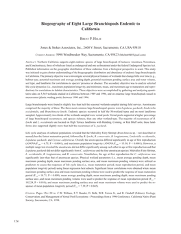 2.6 Biogeography of Eight Large Branchiopods Endemic to California