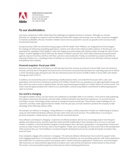 Adobe Systems Incorporated 2010 Letter to Stockholders