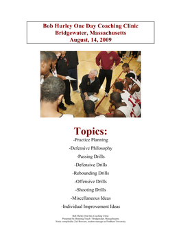 Bob Hurley Coaching Clinic Notes