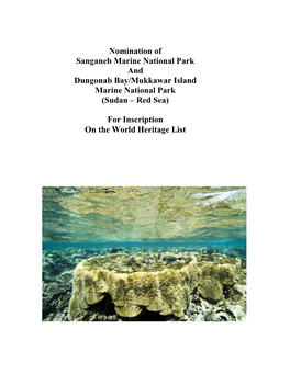 Nomination of Sanganeb Marine National Park and Dungonab Bay/Mukkawar Island Marine National Park (Sudan – Red Sea)