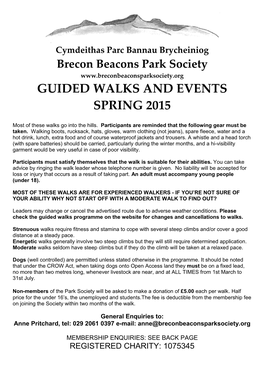 Guided Walks and Events Spring 2015