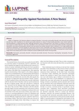 Psychopathy Against Narcissism: a New Stance