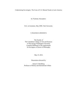The Costs of US Mineral Needs in Latin America
