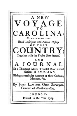 A New Voyage to Carolina, by John Lawson