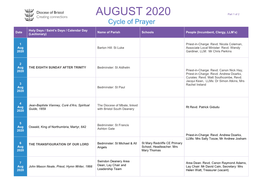 AUGUST 2020 Part 1 of 2 Cycle of Prayer