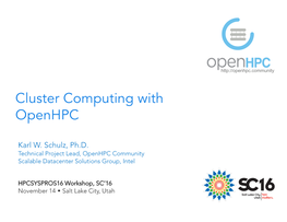 Cluster Computing with Openhpc