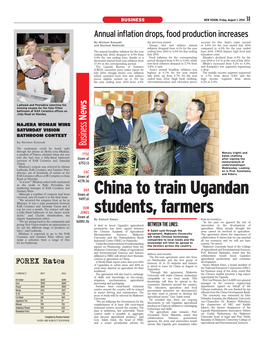 China to Train Ugandan Students, Farmers
