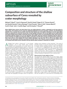 Composition and Structure of the Shallow Subsurface of Ceres Revealed by Crater Morphology