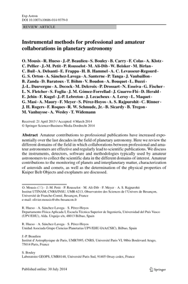 Instrumental Methods for Professional and Amateur Collaborations in Planetary Astronomy