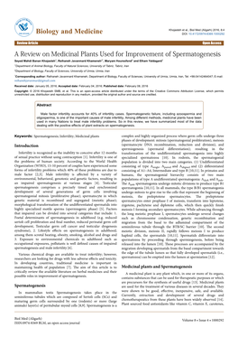 A Review on Medicinal Plants Used for Improvement of Spermatogenesis