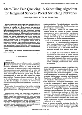 A Scheduling Algorithm for Integrated Services Packet Switching Networks