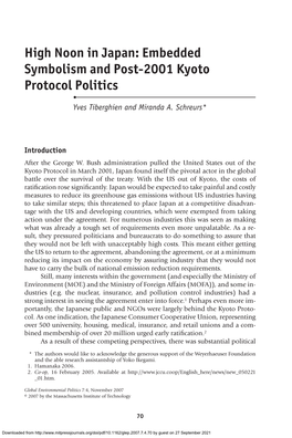 Embedded Symbolism and Post-2001 Kyoto Protocol Politics • Yves Tiberghien and Miranda A