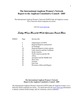 Report to the Anglican Consultative Council - 2005