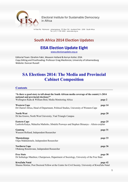 EISA Election Update Eight SA Elections 2014: the Media And