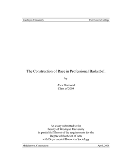 The Construction of Race in Professional Basketball