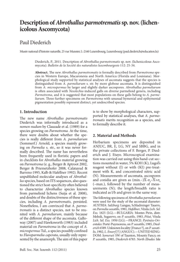 Description of Abrothallus Parmotrematissp. Nov