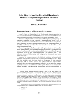 Medical Marijuana Regulation in Historical Context