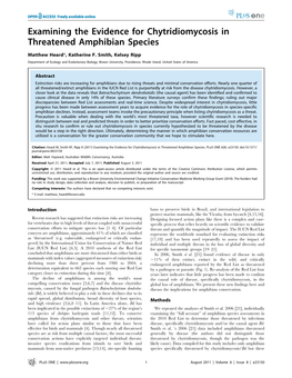 Examining the Evidence for Chytridiomycosis in Threatened Amphibian Species