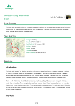 Lumsdale Valley and Bentley Brook