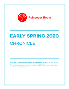 Early Spring 2020 Chronicle