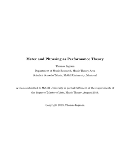 Meter and Phrasing As Performance Theory