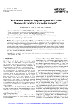 Observational Survey of the Puzzling Star HD 179821: Photometric Variations and Period Analysis?