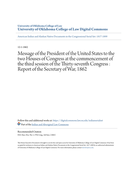 Message of the President of the United States to the Two Houses Of