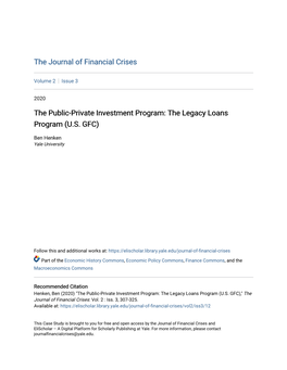 The Legacy Loans Program (US GFC)