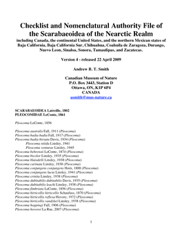 Download the Nearctic Scarabaeoidea Checklist PDF File