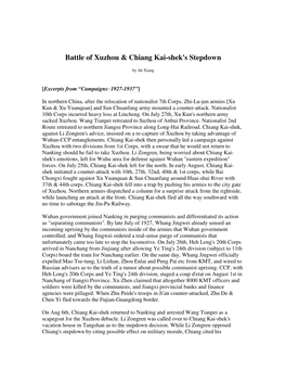 Battle of Xuzhou & Chiang Kai-Shek's Stepdown