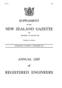 New Zealand Gazette Registered Engineers