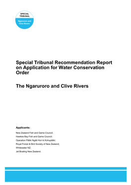 RECOMMENDATION REPORT of Special Tribunal for Water