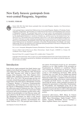 New Early Jurassic Gastropods from West−Central Patagonia, Argentina