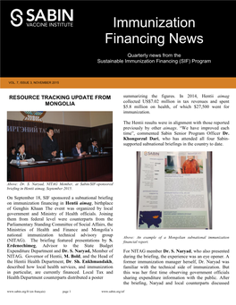 Immunization Financing News 6(1), 6(4)]