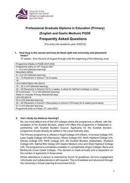 Uhi-Pgde-Faqs.Pdf