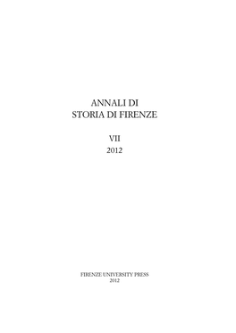 Annali Di Storia Di Firenze