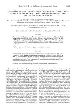 Hemiptera: Cicadellidae: Typhlocybinae) in China, with Descriptions of Two New Genera and Two New Species